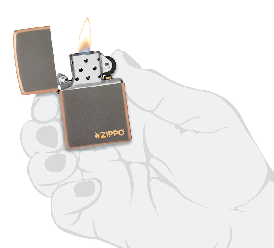 logotipo zippo de bronce rústico