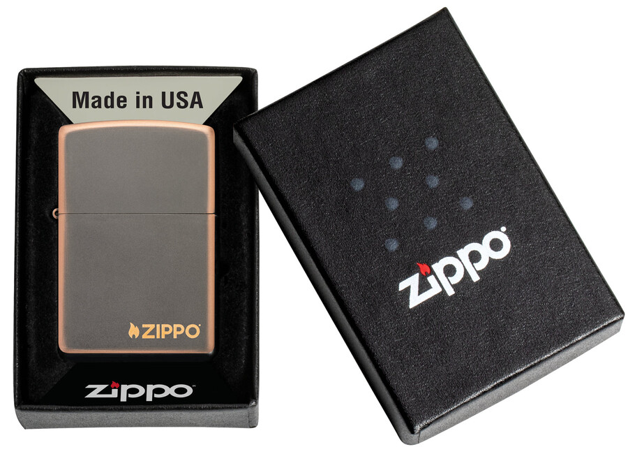 logotipo zippo de bronce rústico