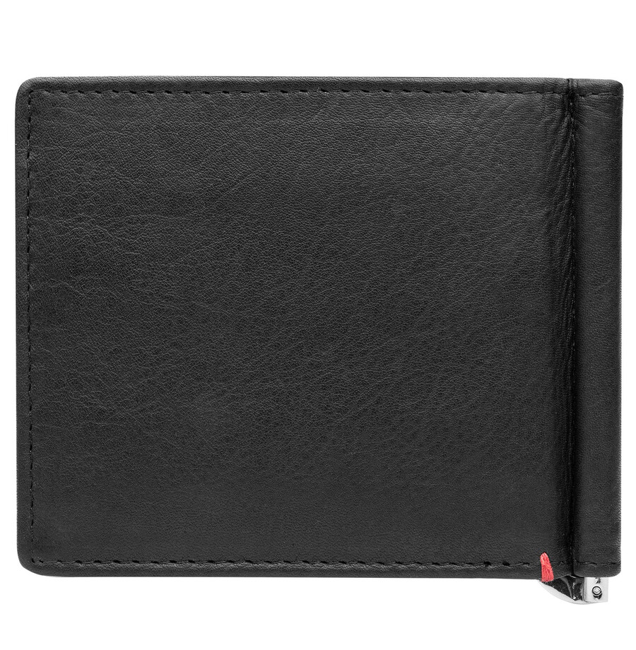 cartera de cuero negra con diseño de placa de metal con ancla