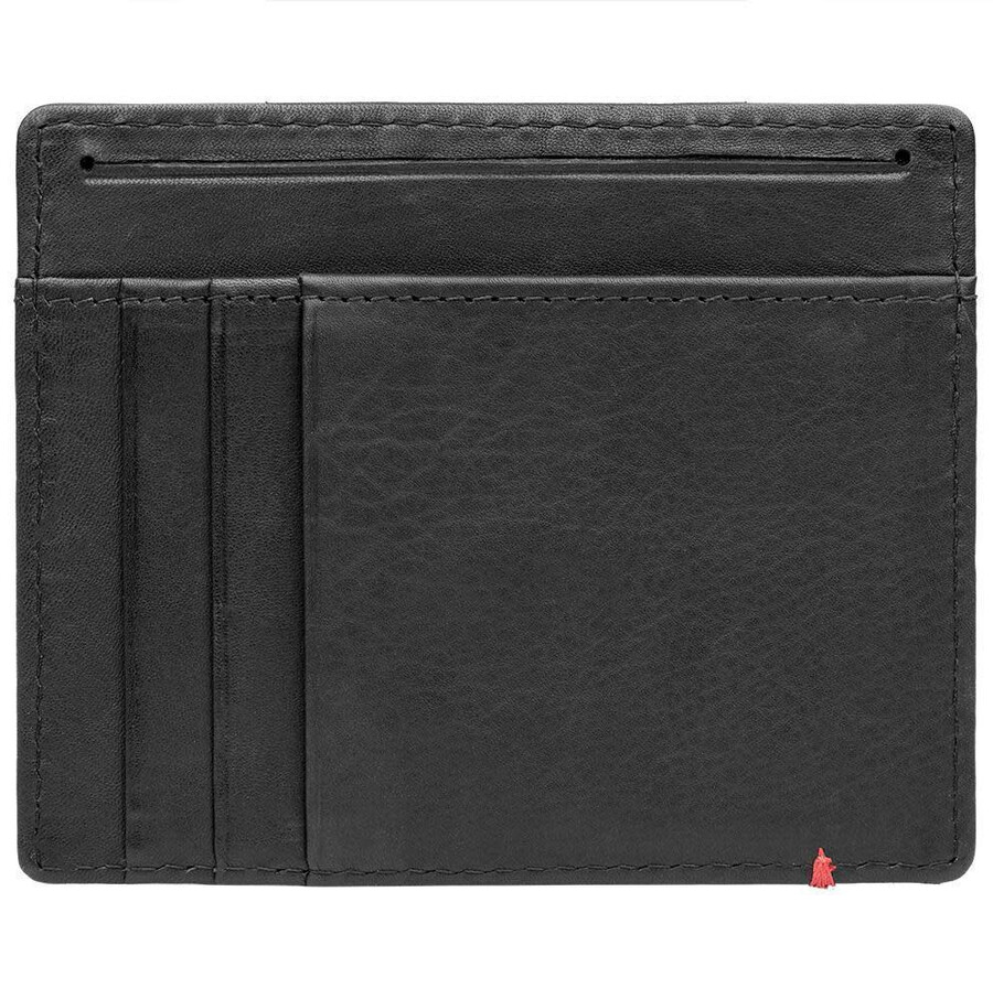 cartera de cuero negra con diseño de placa metálica de bajo