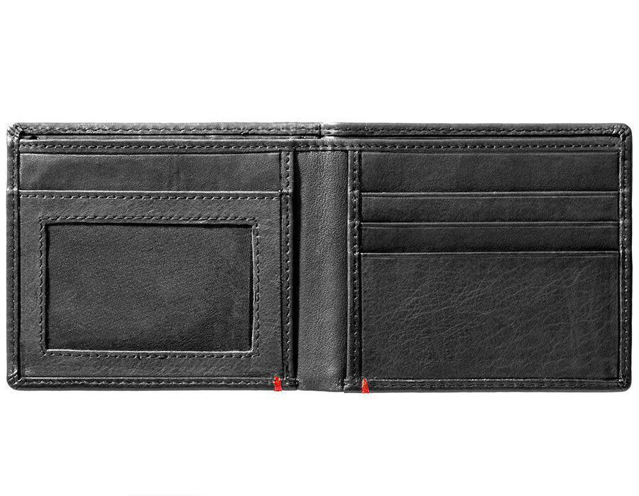 cartera de cuero negra - zippo 1932 diseño de placa de metal