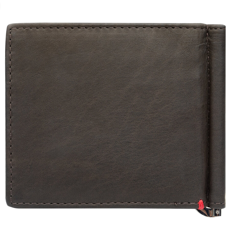 cartera de piel color moca con diseño de placa de metal vikinga
