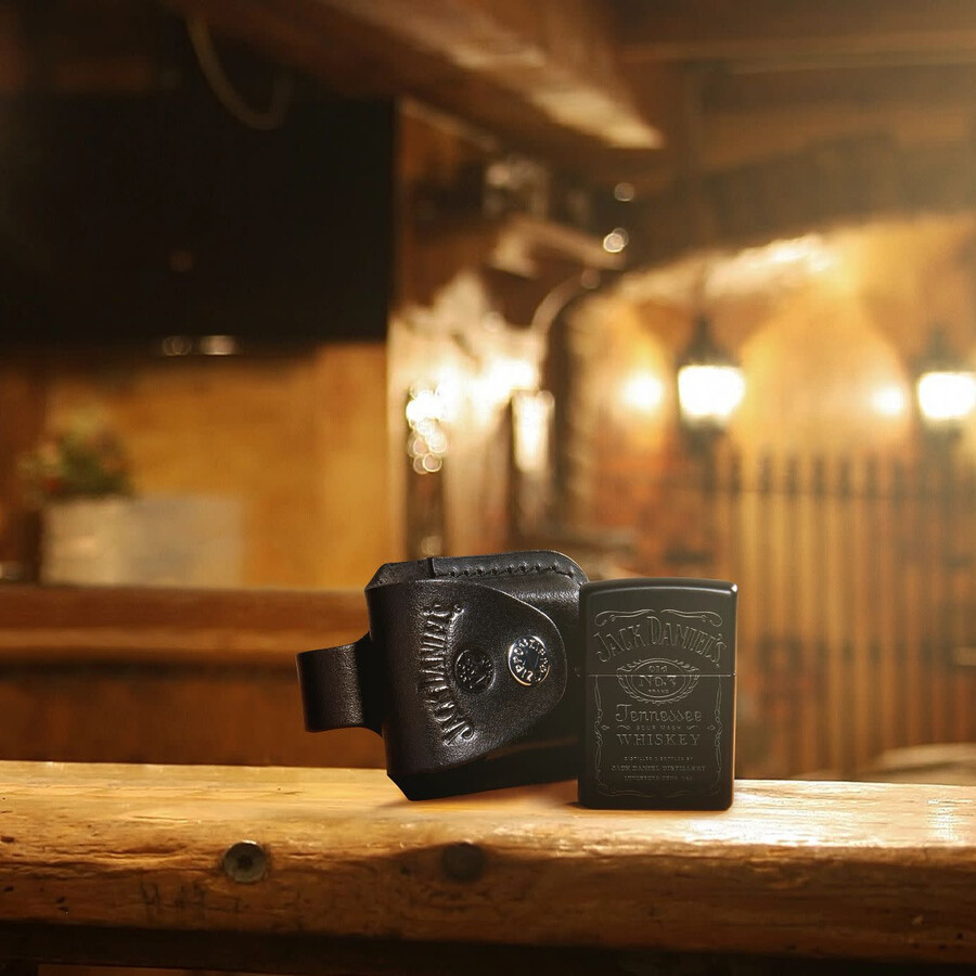 set de regalo de encendedor y funda jack daniels